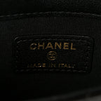 Patent Quilted Chain Around Heart Mini Chain Flap Black