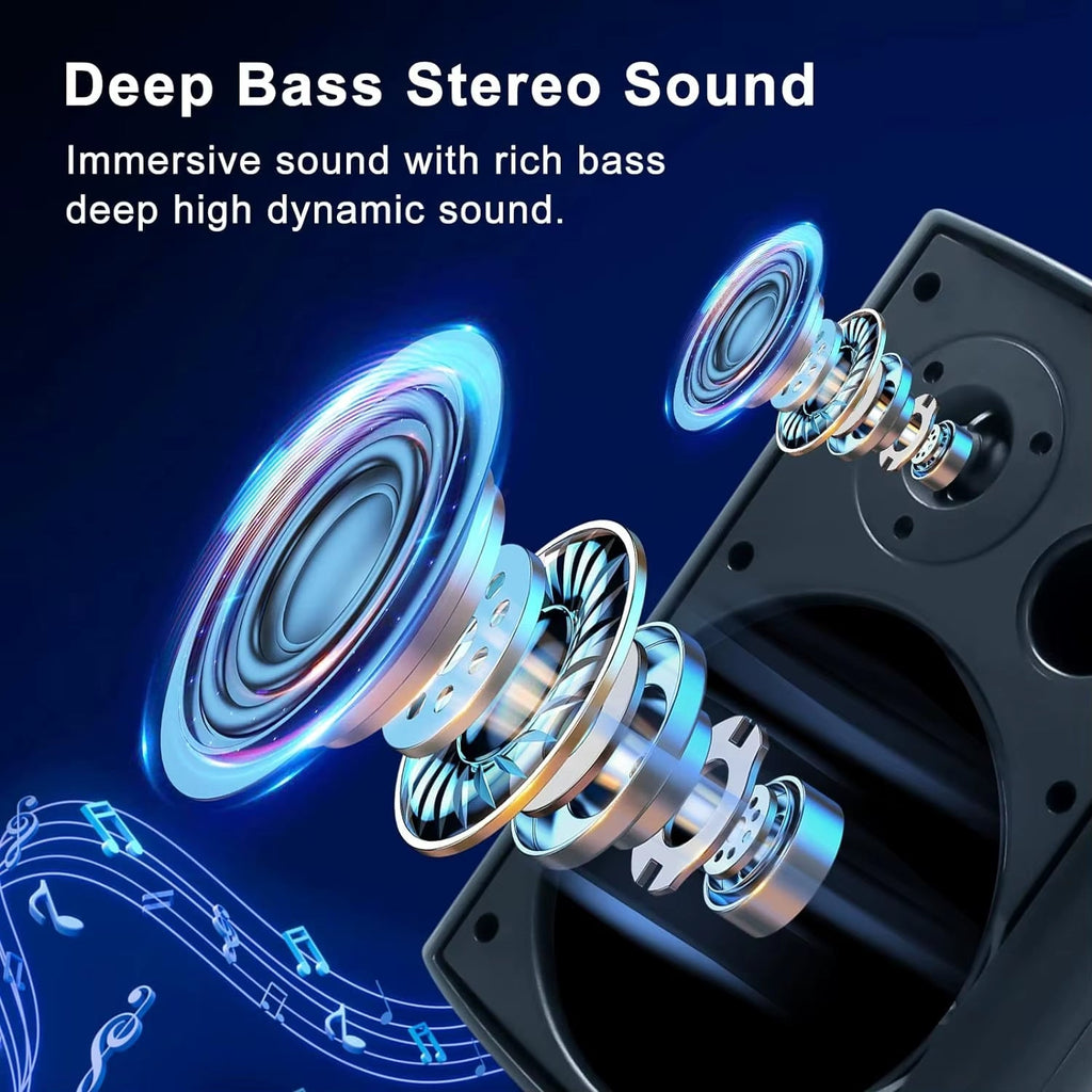 800W 6.5-Inch Outdoor Waterproof Bluetooth Speakers with HD Digital Stereo Sound System - Wall Mounted for Patio (Set of 2)