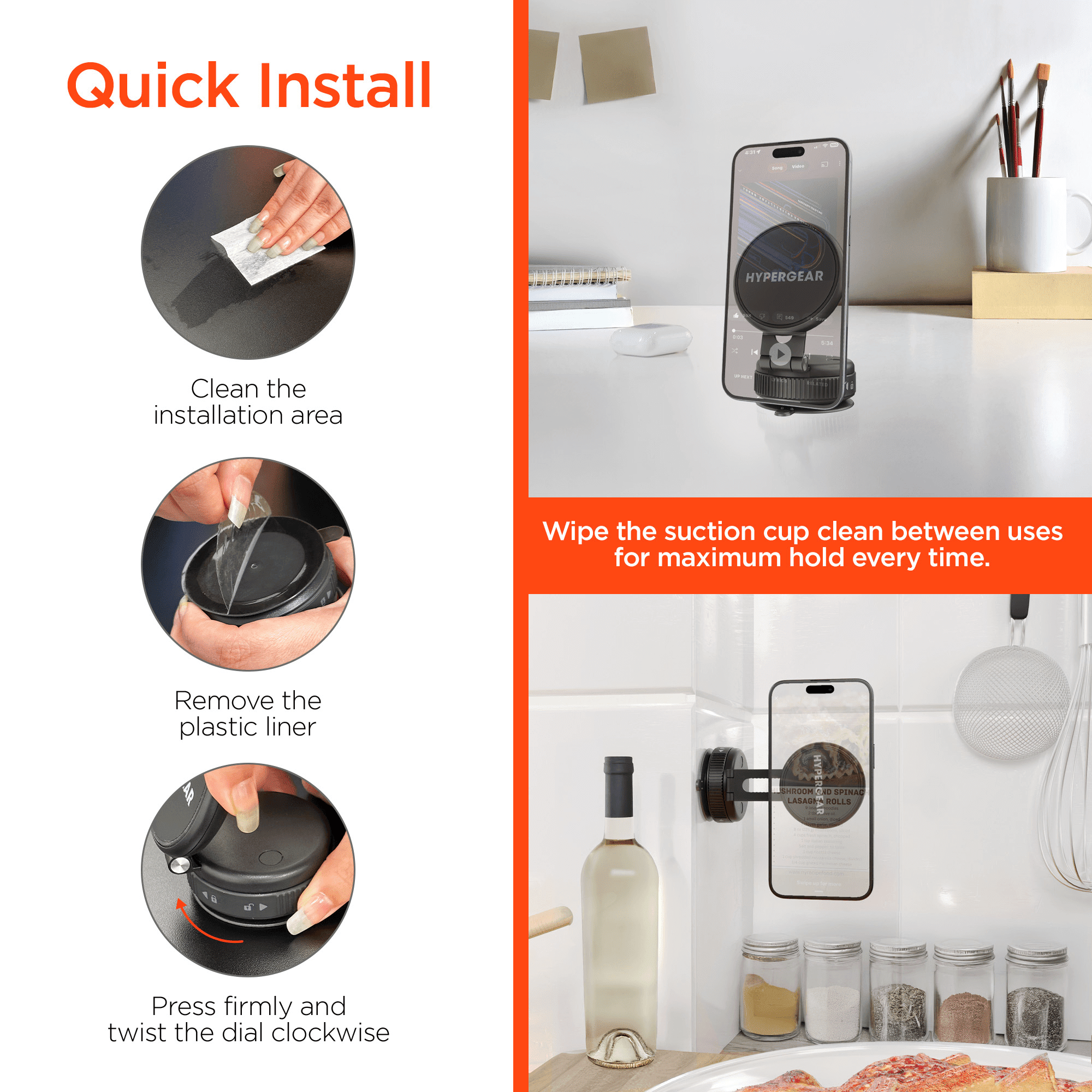 Mag Vac Magnetic Phone Mount with Vacuum Suction Cup Base