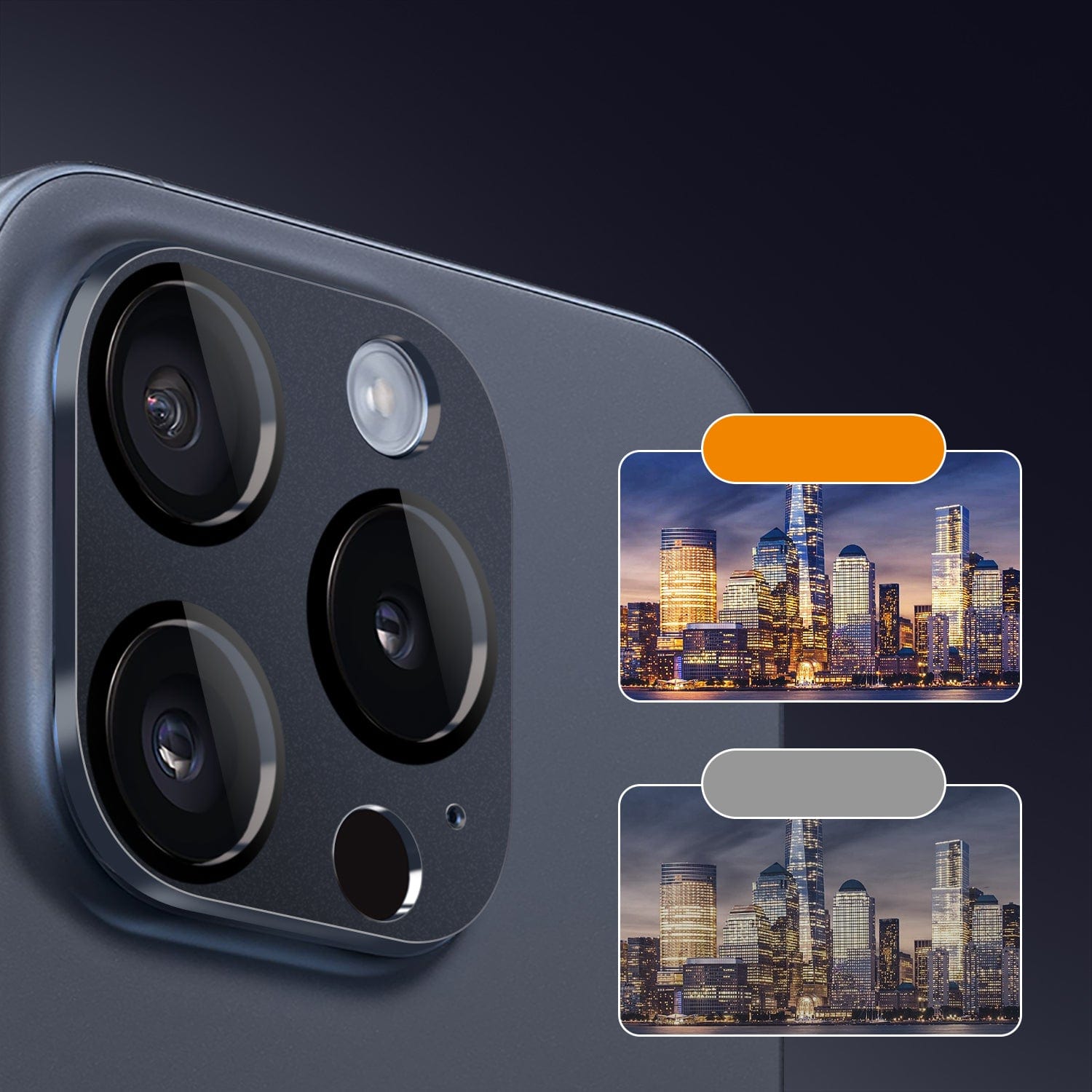 SAHARA - ZeroDamage HD Ultra-Clear Glass Camera Lens Protector (2-Pack) - iPhone 15 Pro and Pro Max