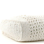 Raffia Crochet Woven Tote Bag White