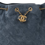 Suede Quilted Small Chanel 25 Handbag Blue