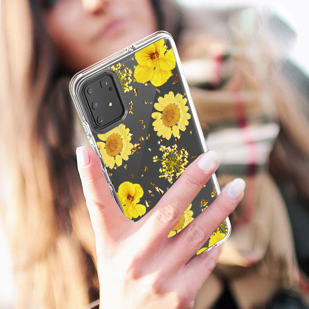 Pressed Dried Flower Design Phone Case For Samsung Galaxy A91/S10 Lite/M80S In Yellow