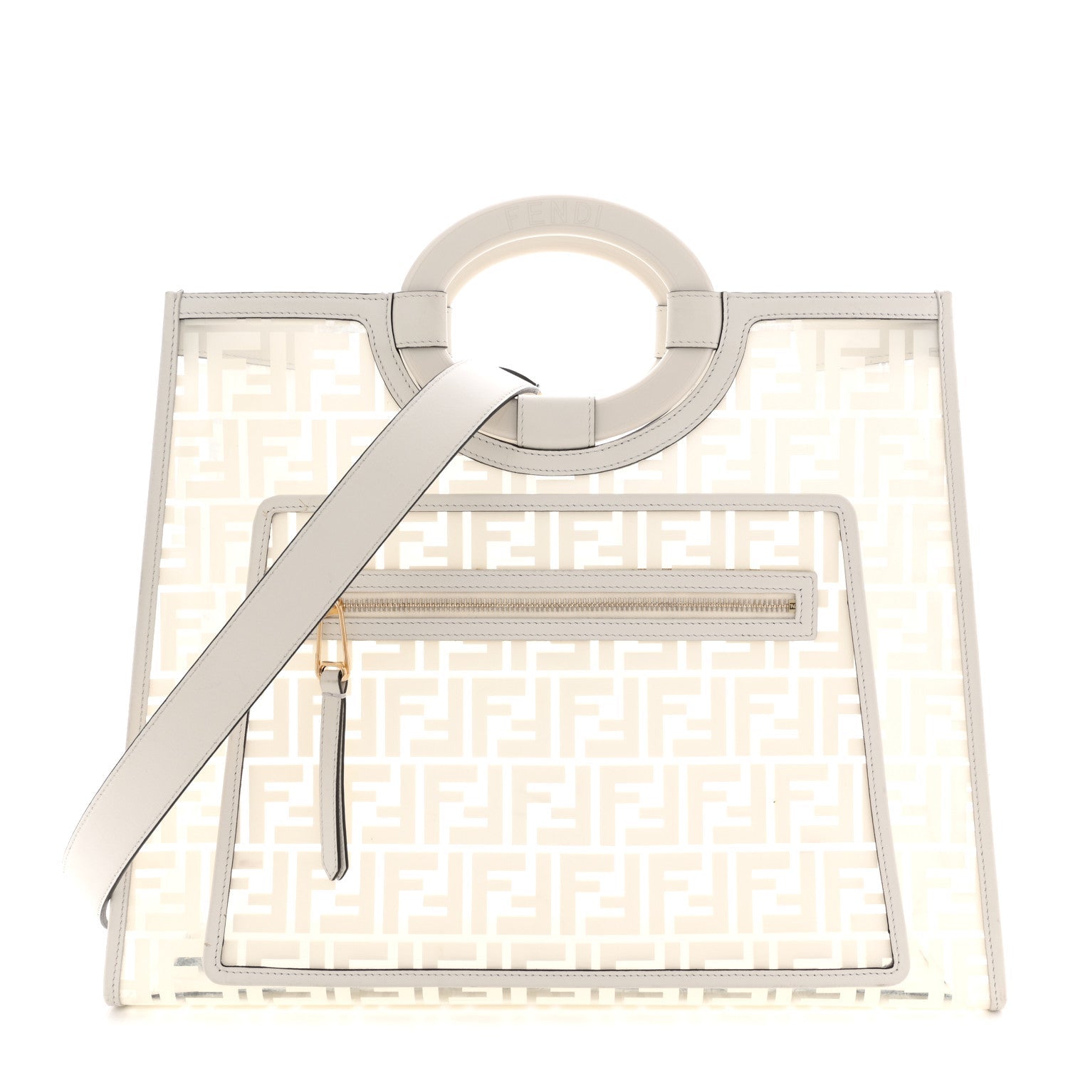 TPU FF Vitello Century Plexiglass Medium Runaway Shopper Tote White