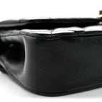 Lambskin Quilted Rectangular Phone Holder Clutch With Chain Black
