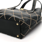 Calfskin Stitch Small Surpique Tote Black