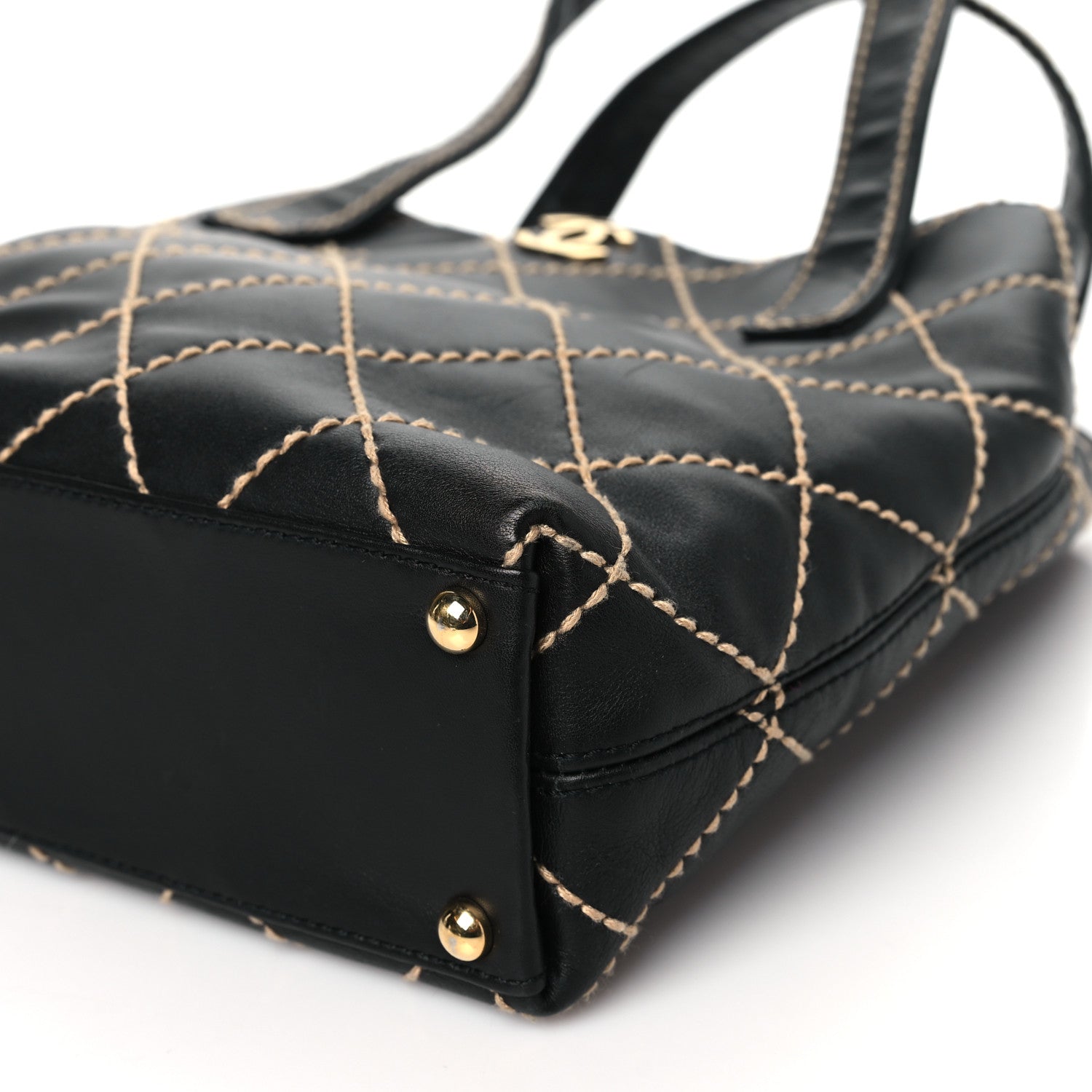 Calfskin Stitch Small Surpique Tote Black