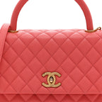 Caviar Quilted Small Coco Handle Flap Pink