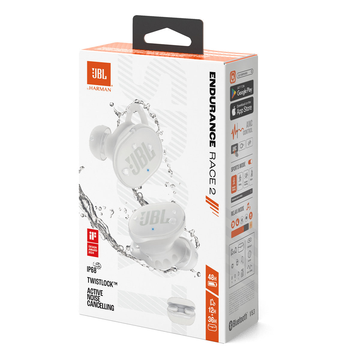 JBL Endurance Race 2 True Wireless Sport Earbuds Bundle with gSport Case (White)
