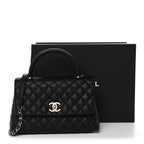 Caviar Quilted Small Coco Handle Flap Black