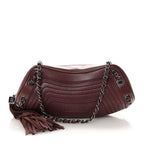 Lambskin Lax Small Tassel Shoulder Bag Dark Purple