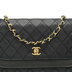 Lambskin Quilted Flap Bag Black