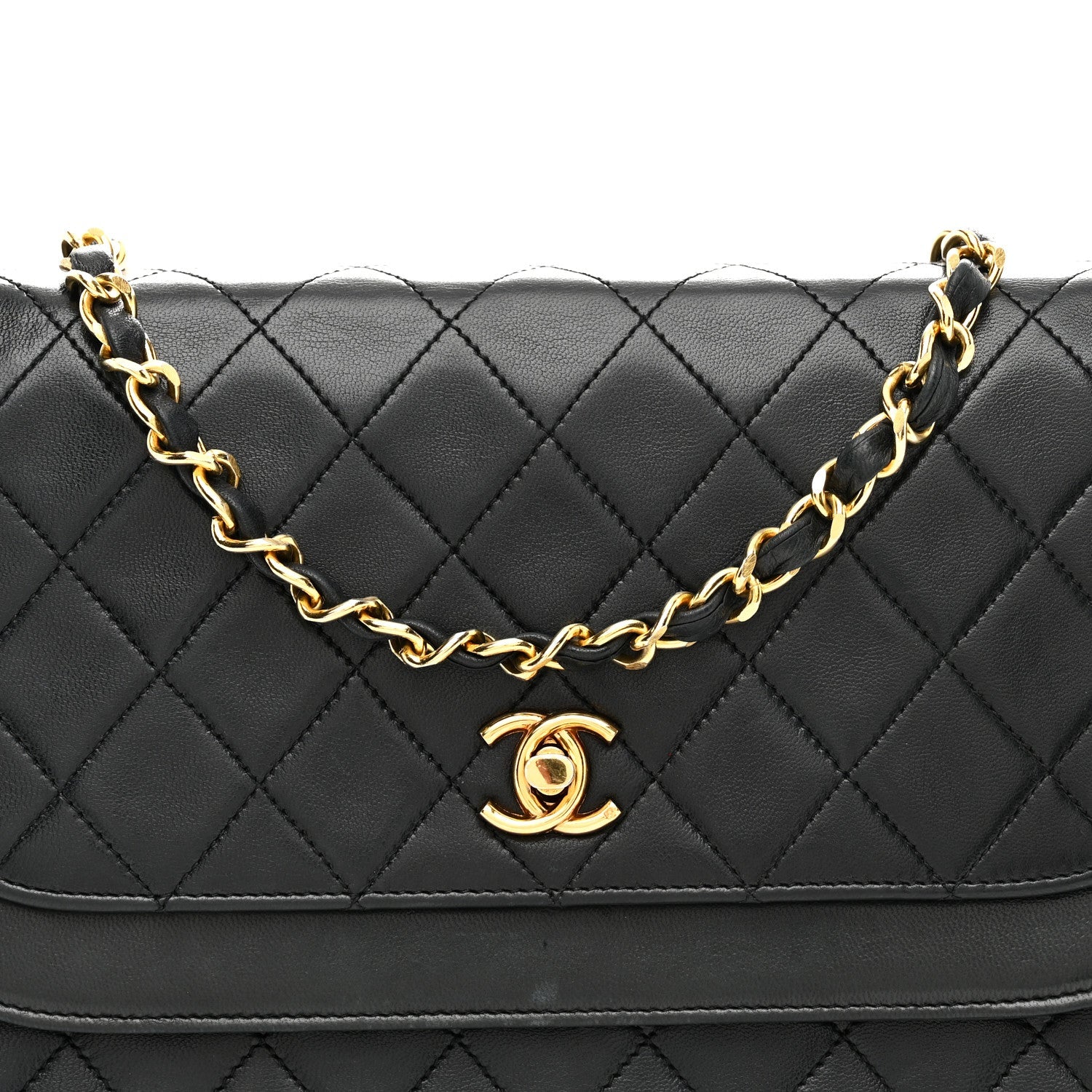 Lambskin Quilted Flap Bag Black