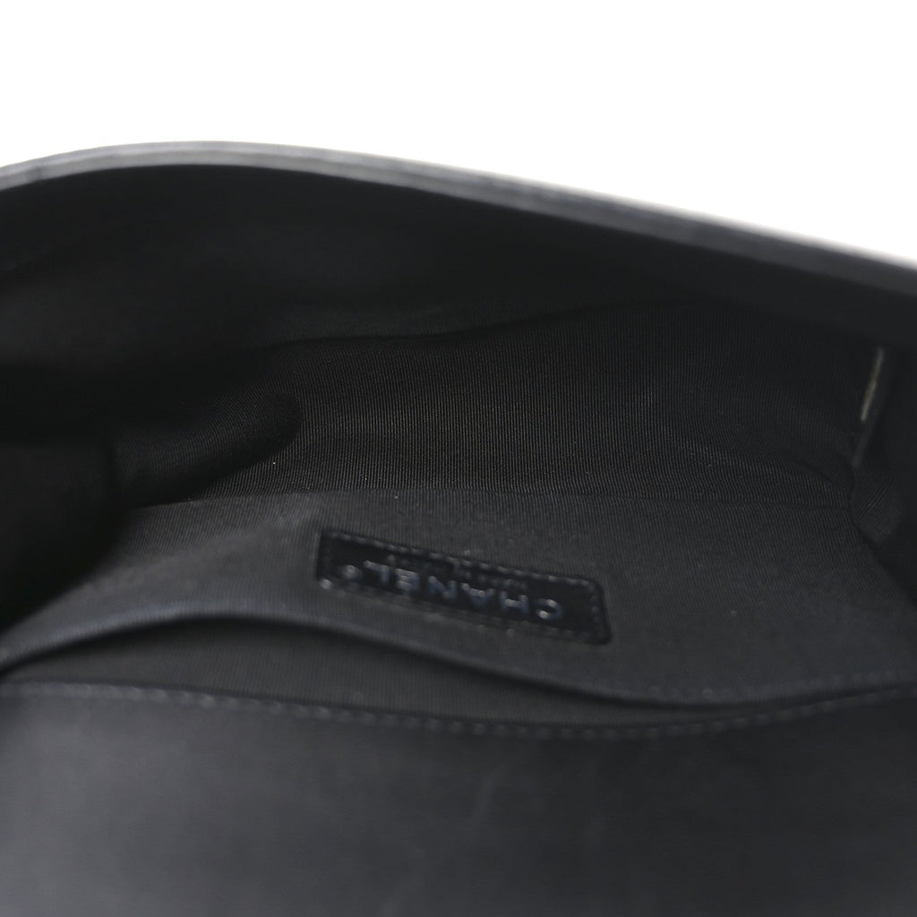 Lambskin Quilted Small Boy Flap Black