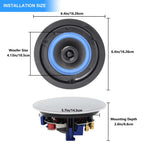 4-Inch Flush Mount Two-Way Stereo Bluetooth Ceiling Speaker for Indoor and Outdoor Use in Bathrooms, Kitchens, and Bedrooms
