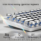 Typewriter Style Wired Mechanical Keyboard, 104 Keys Aesthetic Typewriter Keyboard with White Backlit, Anti-Ghosting, Blue Switch Wired Cute Keyboards-White