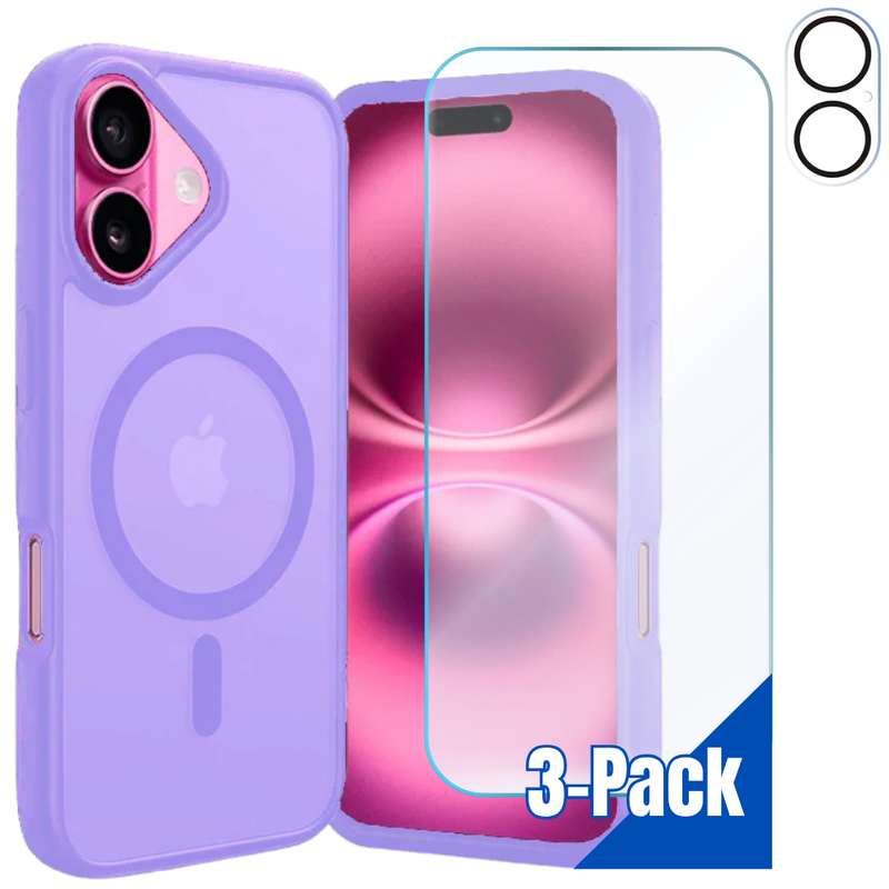 Entronix Bundle Compatible with iPhone 16 Plus - [Magnetic] Translucent Matte Case, 1 Screen Protector & 1 Camera Lens Protector