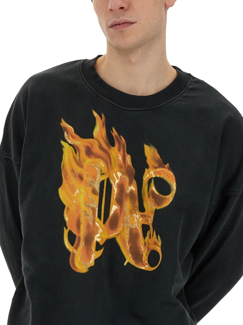 "Burning Monogram" Print-Sweatshirt