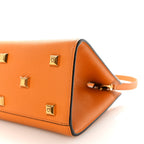 Hammered Calfskin Small The Studio Box Bag  Olivello