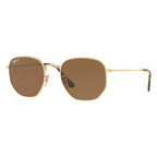 Ray-Ban Hexagonal Gold Brown Polarised Sunglasses RB3548N