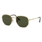 Ray-Ban Hexagonal Gold Green Polarised Sunglasses RB3548N