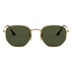 Ray-Ban Hexagonal Gold Green Polarised Sunglasses RB3548N