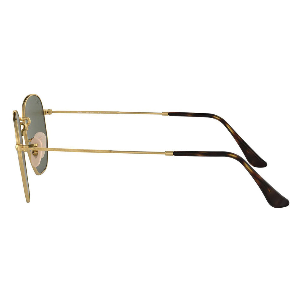Ray-Ban Hexagonal Gold Green Polarised Sunglasses RB3548N