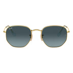 Ray-Ban Hexagonal Gold Blue Gradient Sunglasses RB3548N