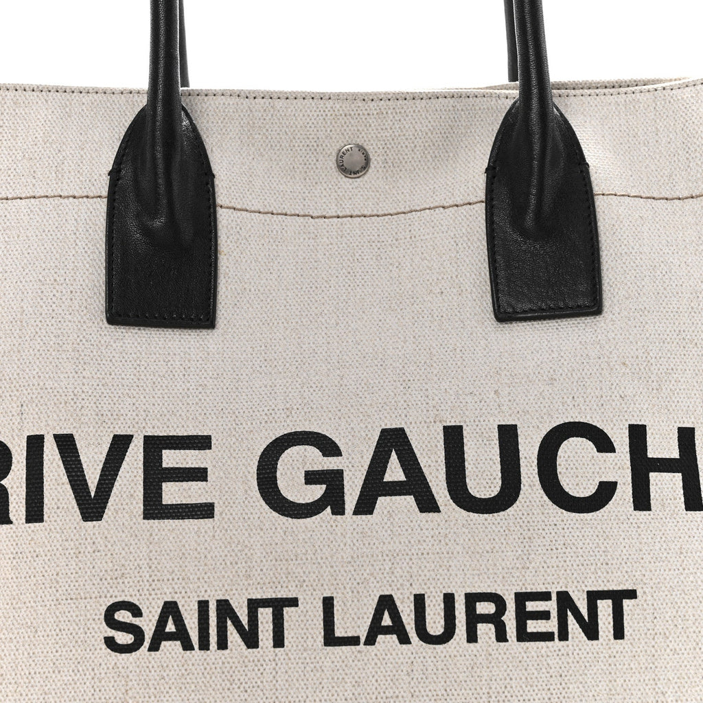 Linen Calfskin Rive Gauche Tote Greggio Natural