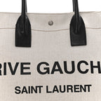 Linen Calfskin Rive Gauche Tote Greggio Natural
