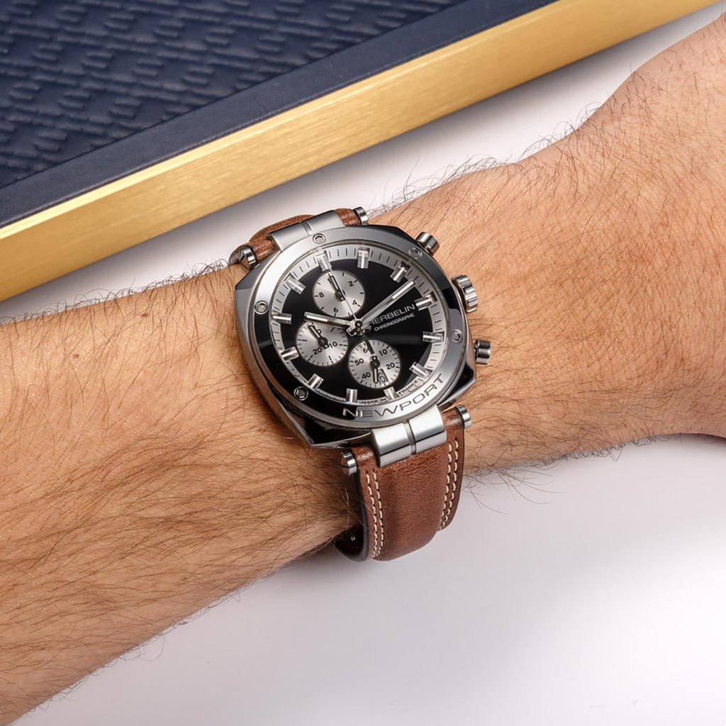 Herbelin Newport Héritage Men's Black Brown Watch