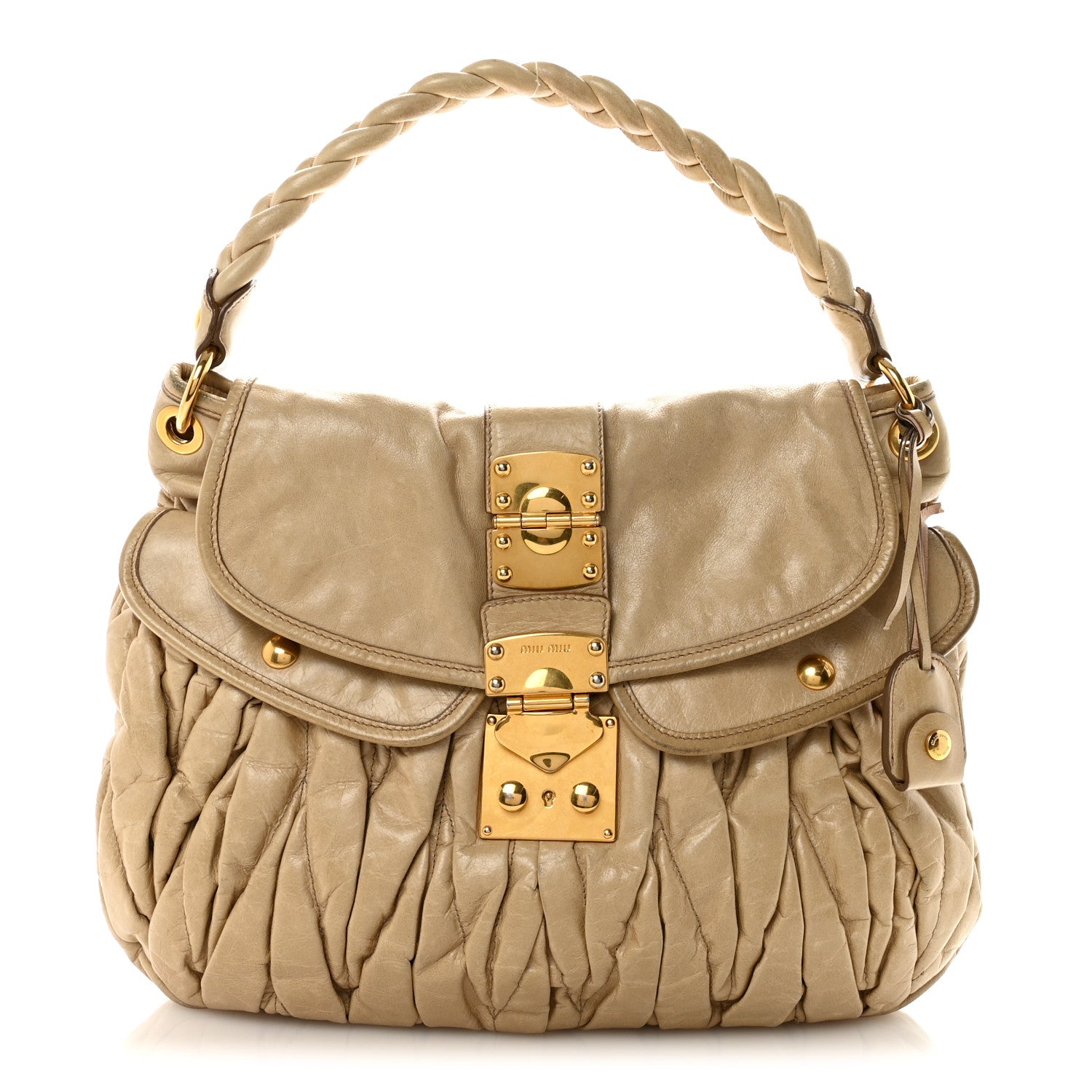 Nappa Matelasse Coffer Hobo Beige