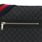 GG Supreme Monogram Web Small Flat Messenger Bag Black Grey