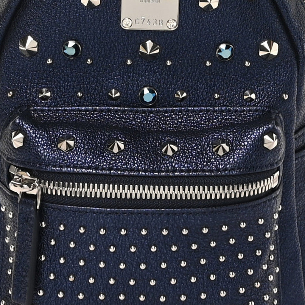 Metallic Calfskin Stud X-Mini Stark Bebe Boo Backpack Blue