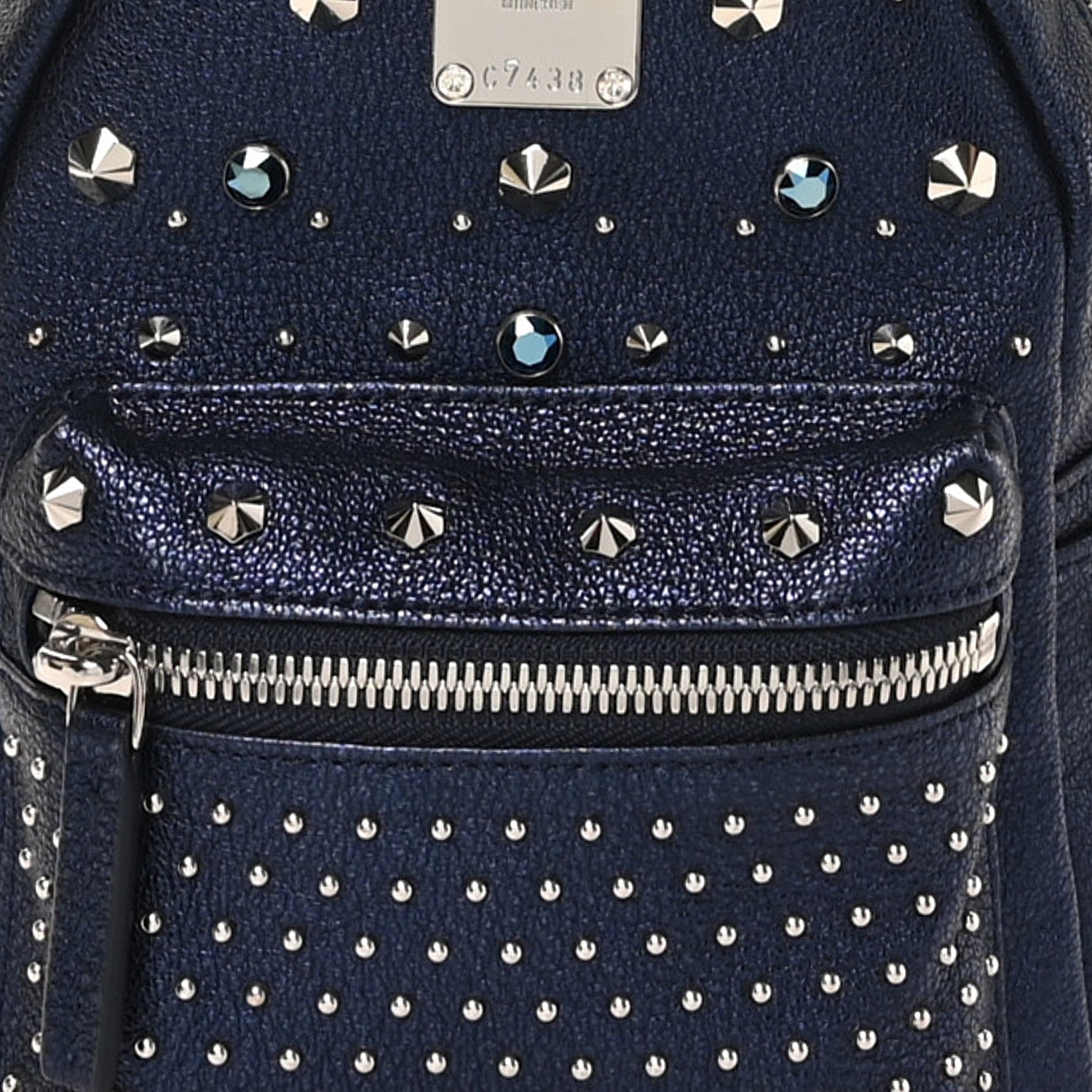 Metallic Calfskin Stud X-Mini Stark Bebe Boo Backpack Blue