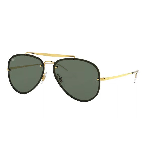 Ray-Ban Gold Green Blaze Aviator Sunglasses RB3584N