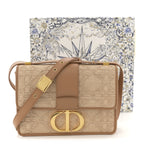 Raffia Calfskin 30 Montaigne Flap Bag Beige