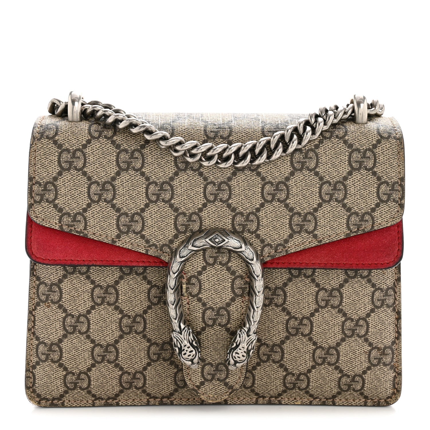 GG Supreme Monogram Mini Dionysus Shoulder Bag Hibiscus Red