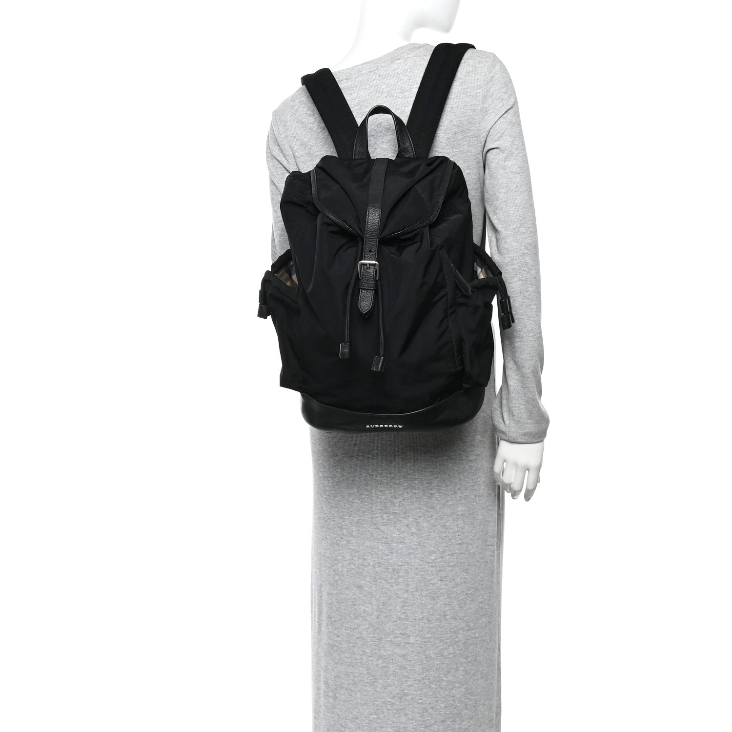 Nylon Grained Calfskin Watson Diaper Bag Black