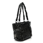 Distressed Lambskin Vintage Ligne Lady Braid Tote Black
