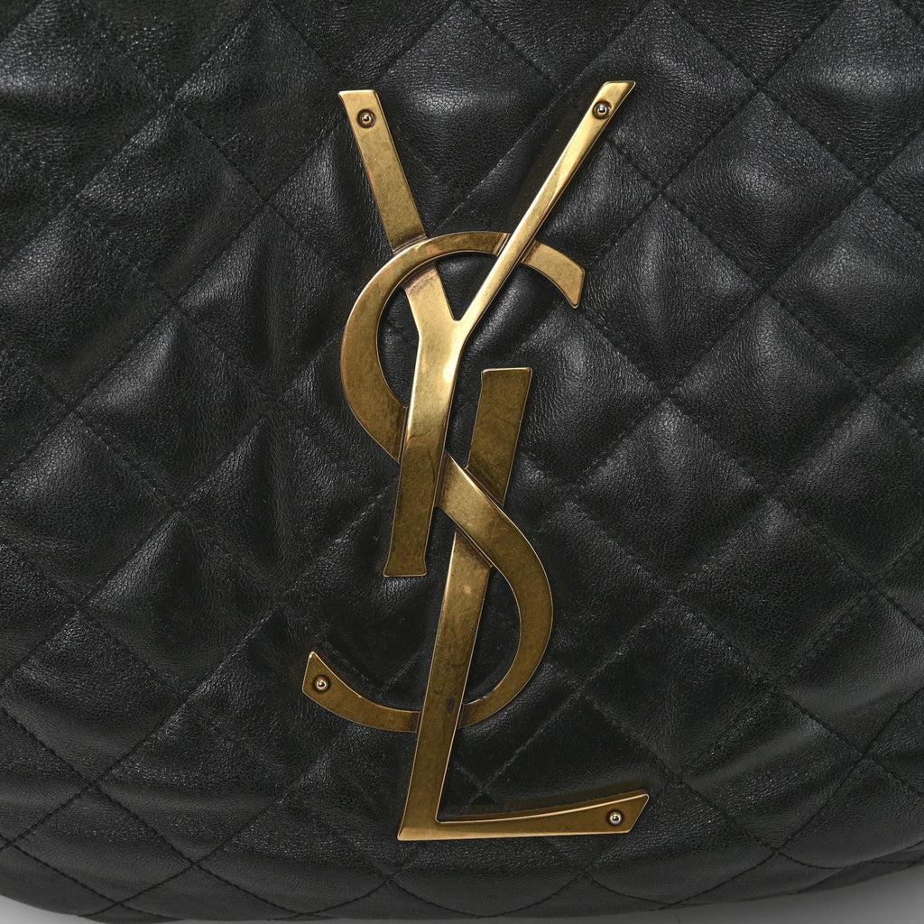 Lambskin Quilted Maxi Icare Shopping Tote Black