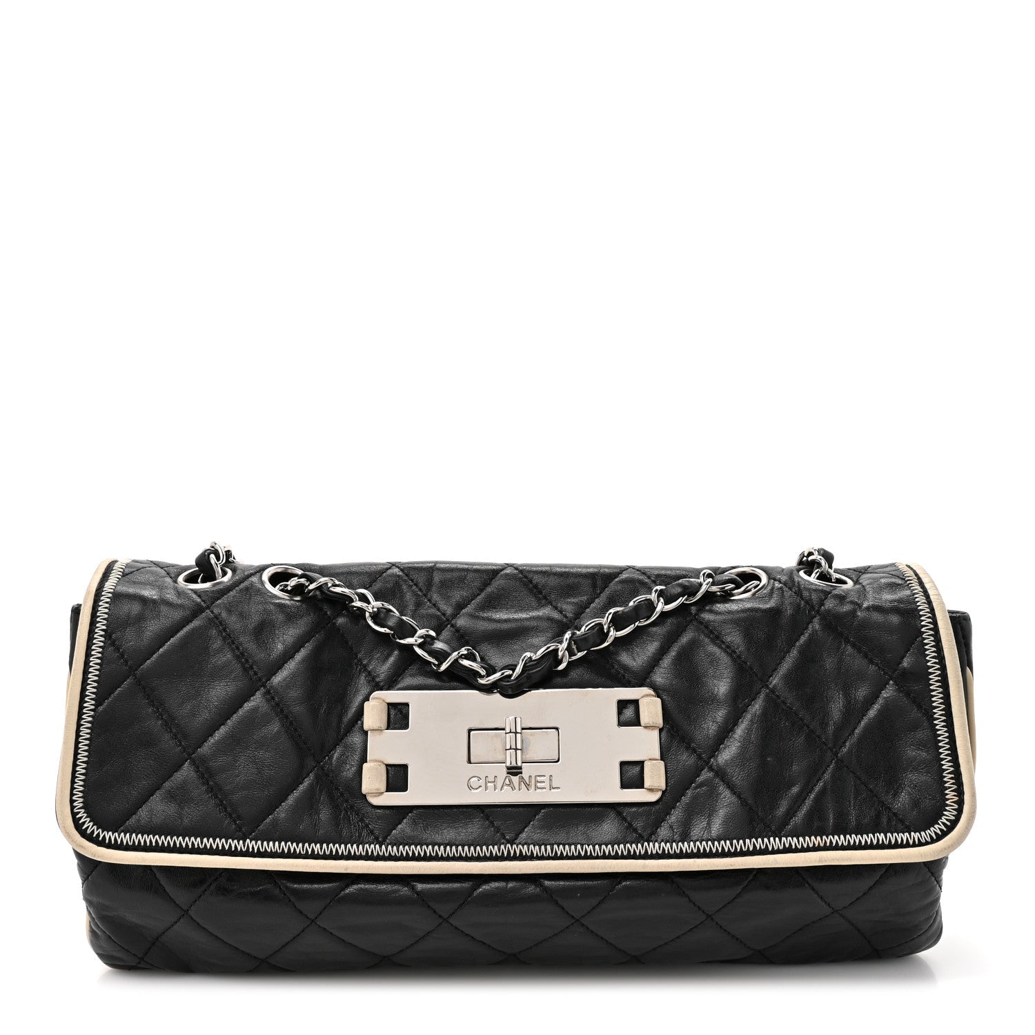 Lambskin East West Mademoiselle Flap Black