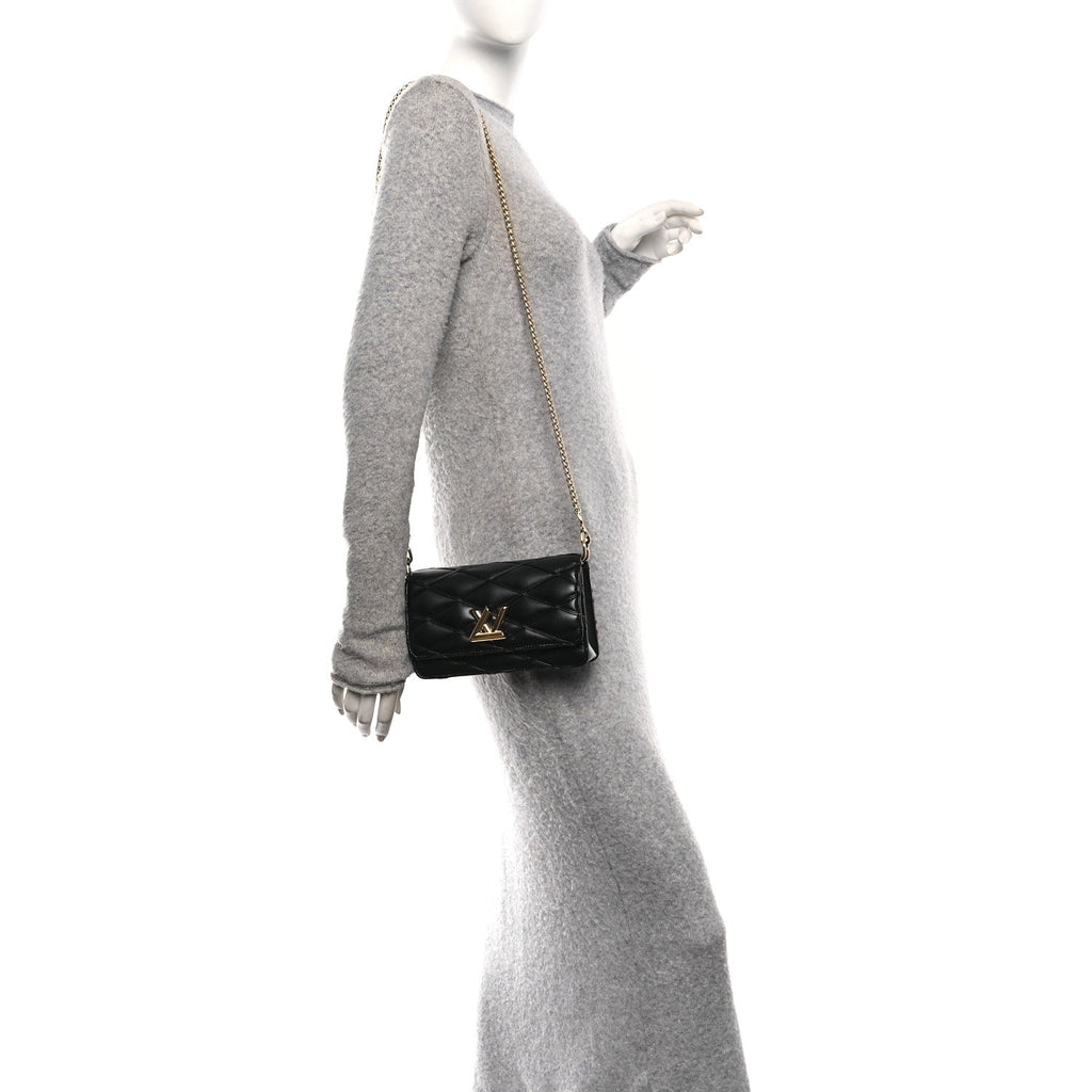Lambskin Malletage Wallet On Chain GO-14 Black