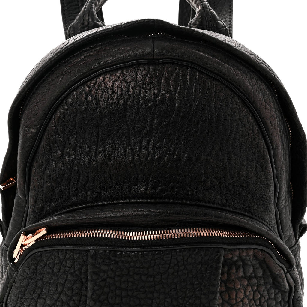 Pebbled Lambskin Dumbo Backpack Black Rose Gold Hardware