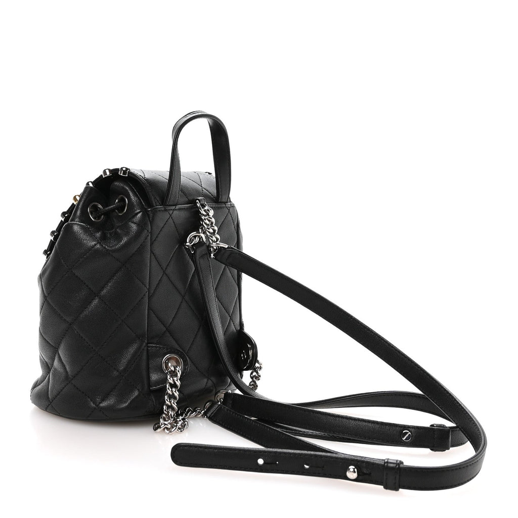Lambskin Quilted Metallic Bubble Backpack Black