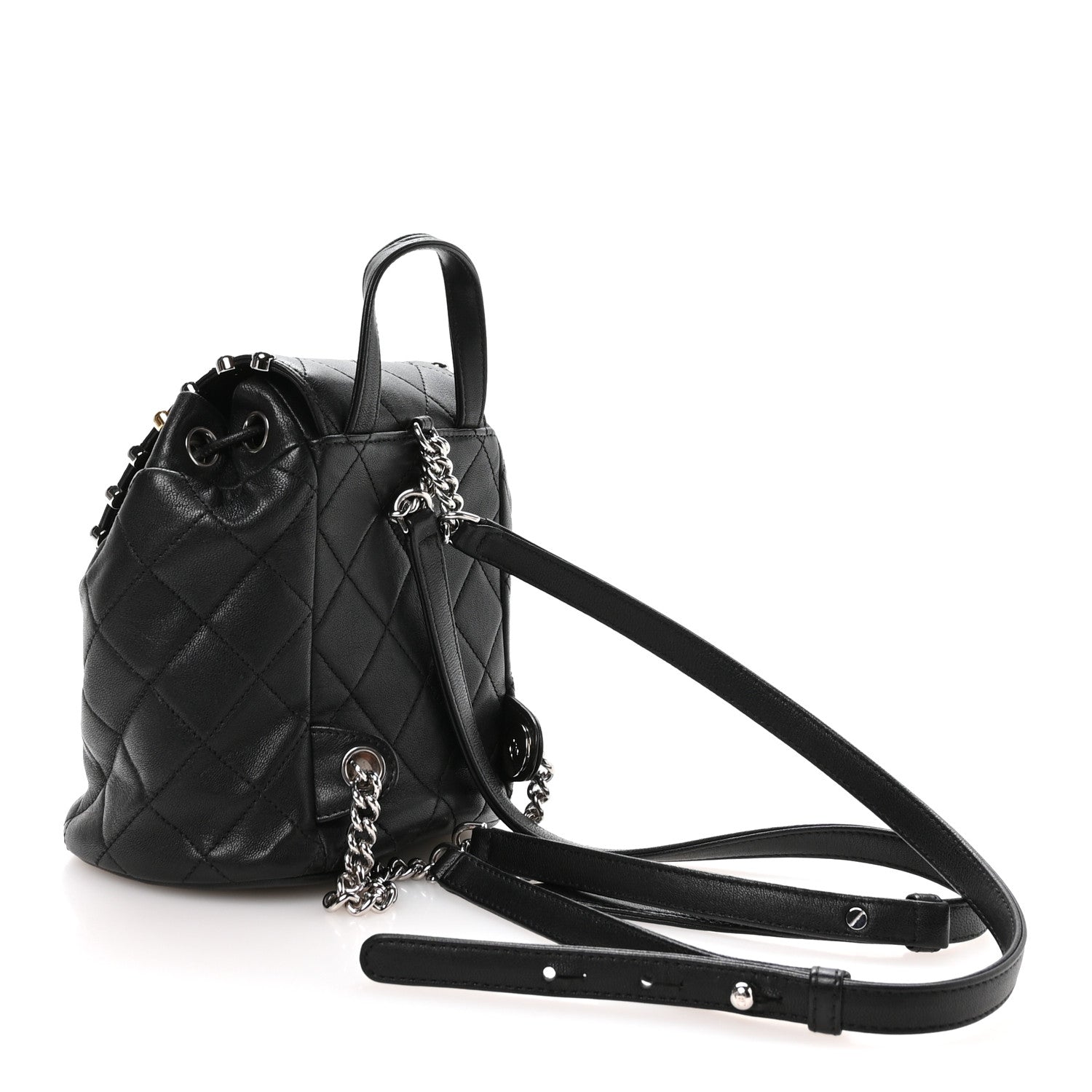 Lambskin Quilted Metallic Bubble Backpack Black