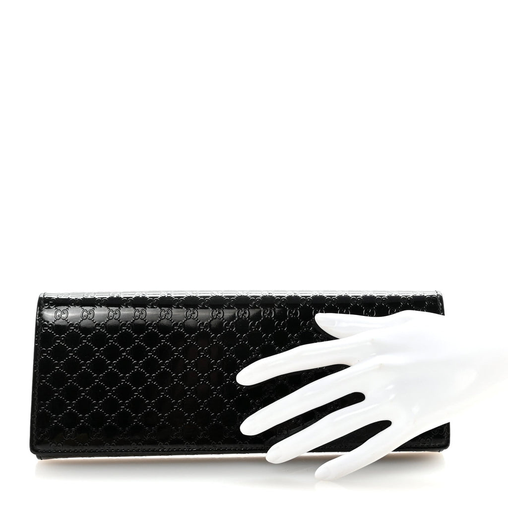 Patent Microguccissima Small Broadway Clutch Black