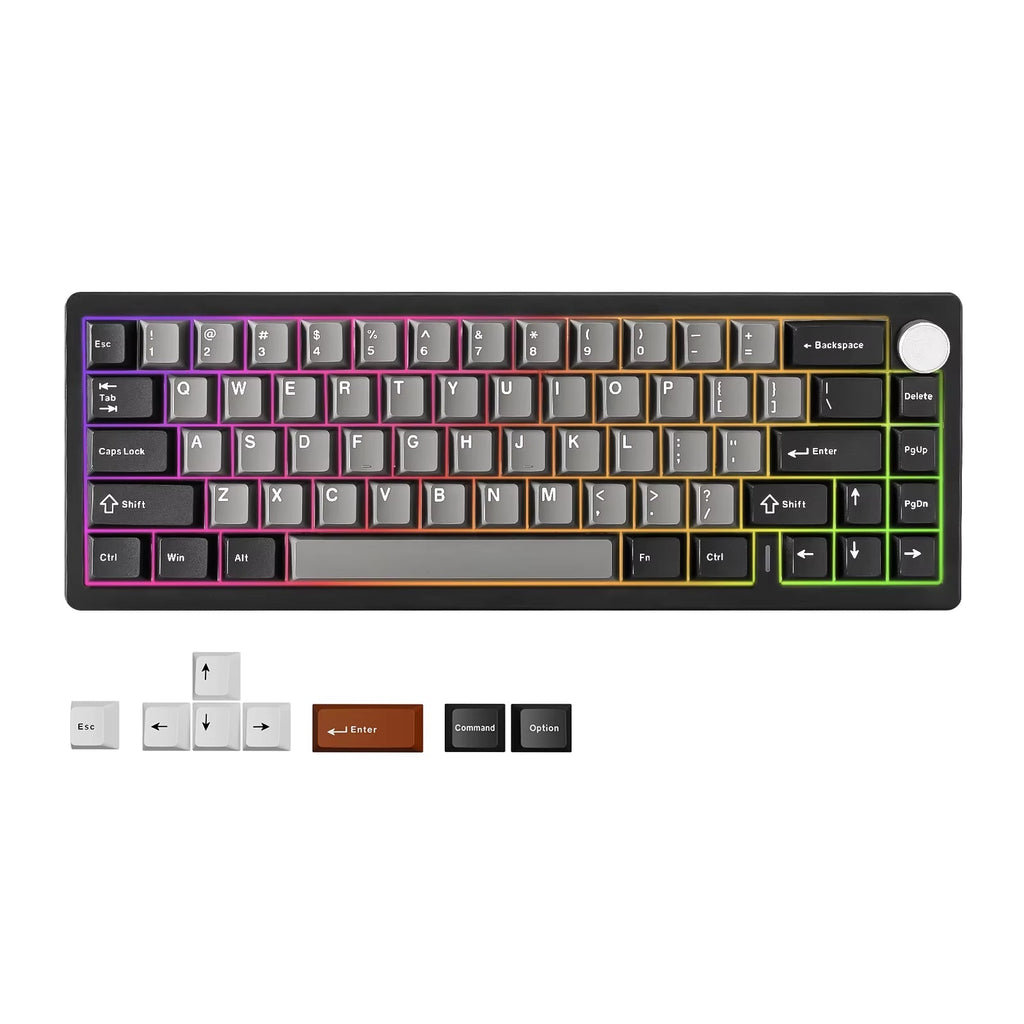 AL68 Silver Wireless Custom Mechanical Keyboard -  Gateron QMK/VIA Aluminum Hot Swap Gasket Gaming Keyboard with Control Knob
