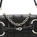 Nappa Vertical Matelasse Small Maxi Horsebit Chain Shoulder Bag Black