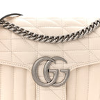 Calfskin Matelasse Aria Small GG Marmont Shoulder Bag Mystic White